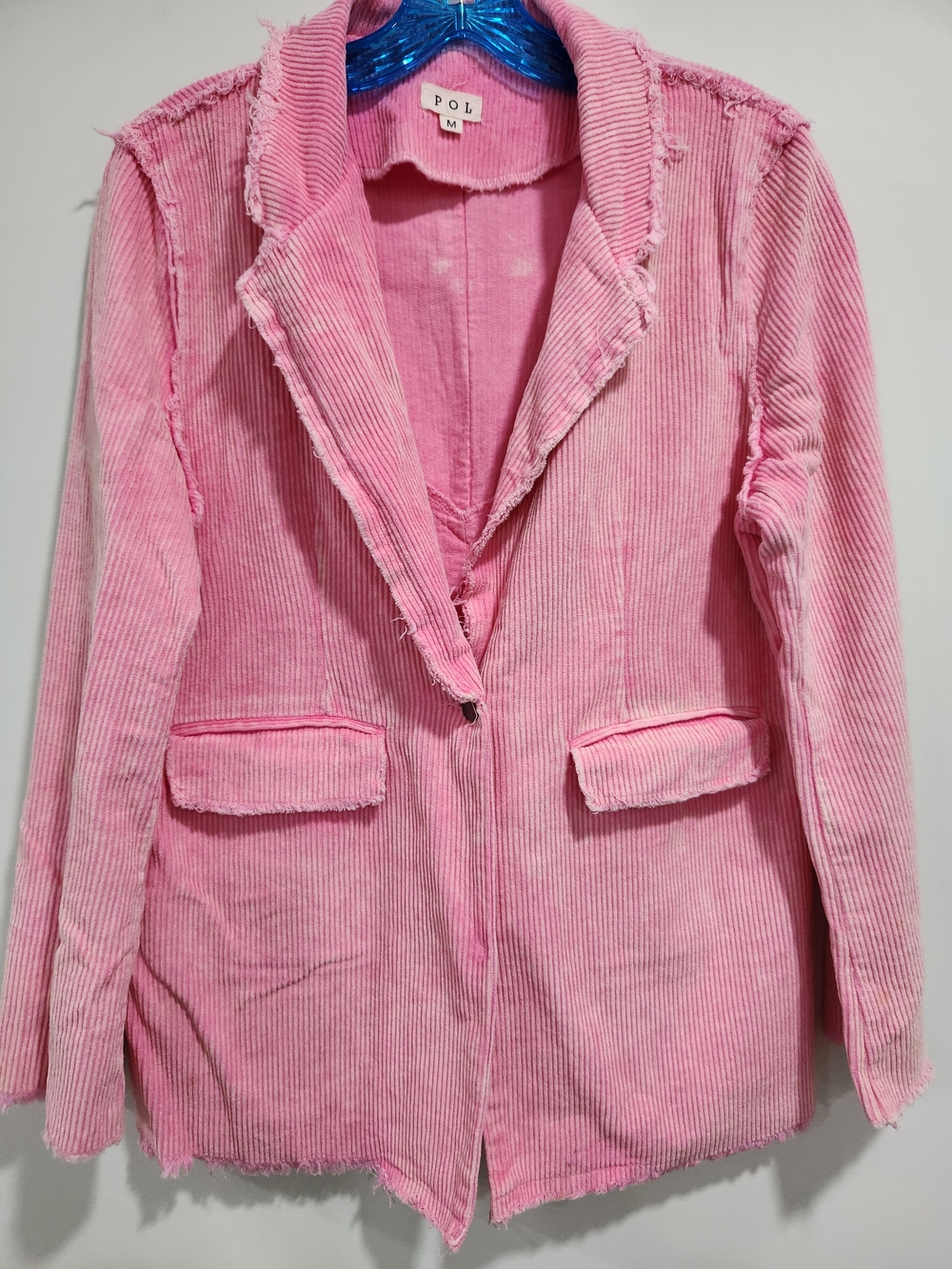 POL Pink Distressed Corduroy Blazer